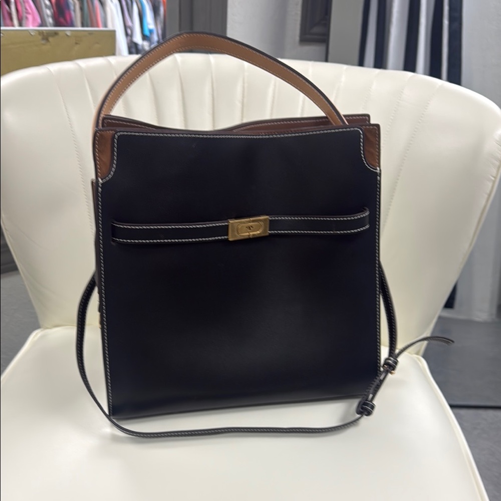 Tory Burch Black and Brown Shoulder Bag
